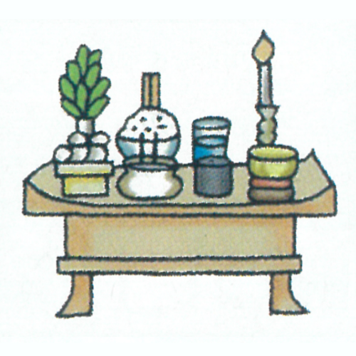 枕飾りのイラストです。